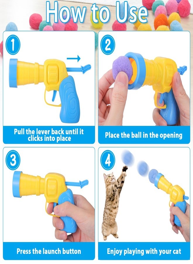 Mity rain 102PCS Cat Ball Launchers & Pom Pom Balls Interactive Cat Toy Set – Safe Soft Plush Kitten Toys for Indoor Cats, Fun Kitten Toys for Endless Active Play (Christmas) - Image 5